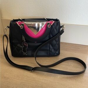 Disney Edna Mode Crossbody Handbag The Incredibles Black & Pink Silver Accent
